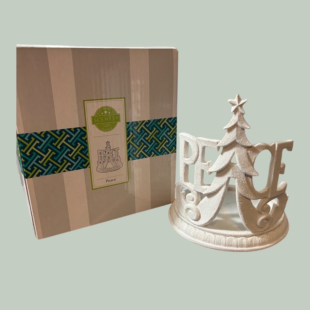 Scentsy White Glitter PEACE Holder